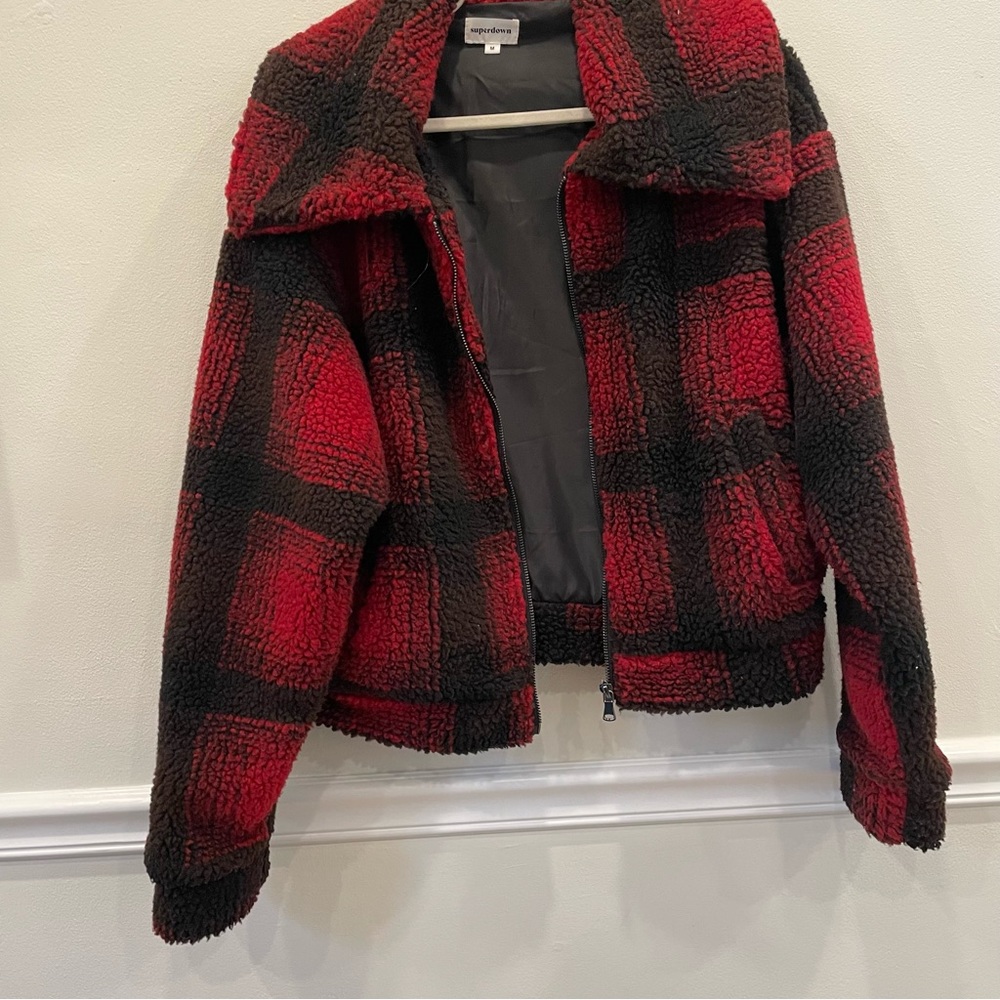 Superdown Candy Zip Front Jacket In Red Plaid Siz… - image 5